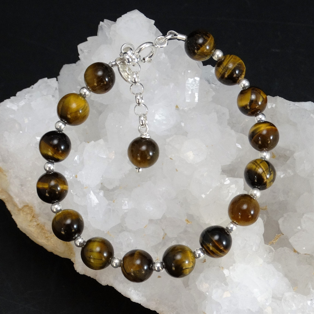 Pulsera de Ojo de Tigre y plata de 1ª ley