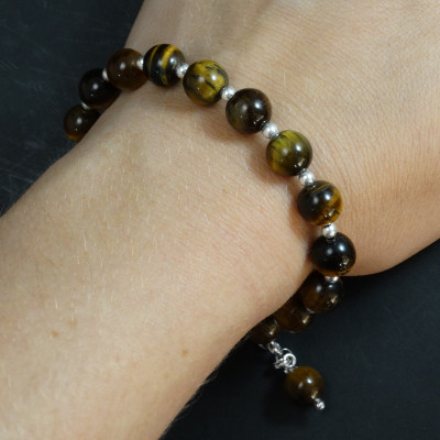 Pulsera de Ojo de Tigre y plata de 1ª ley