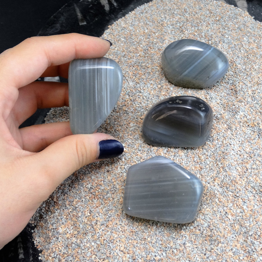 Rodado ágata gris grande