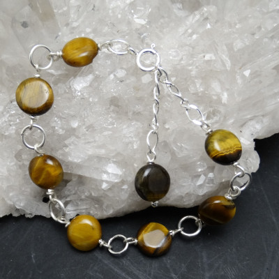 Pulsera Ojo de Tigre y plata de 1ª ley
