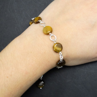 Pulsera Ojo de Tigre y plata de 1ª ley
