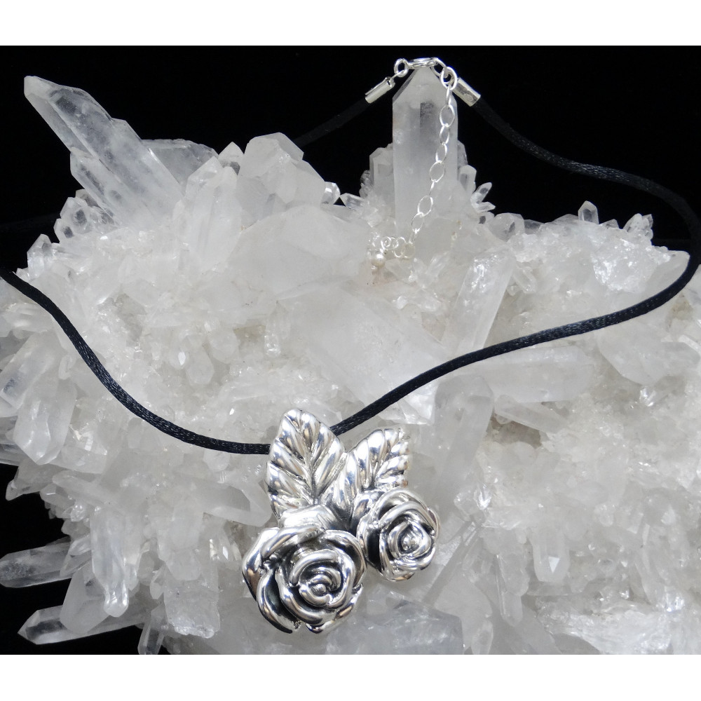 Colgante rosa plata 925 mm