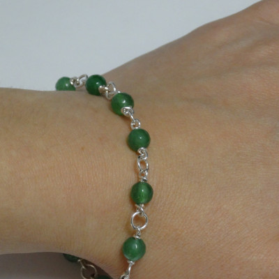 Pulsera de Cuarzo Verde y plata de 1ª ley