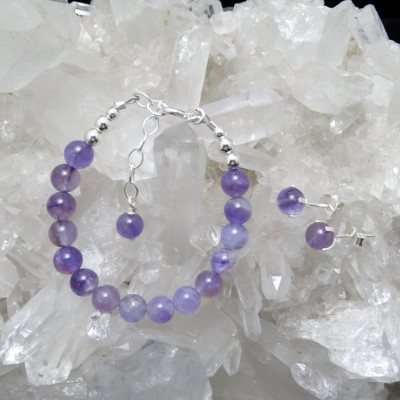 Conjunto niña Amatista y plata de 1ª ley