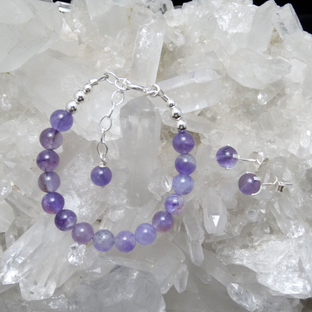 Conjunto niña Amatista y plata de 1ª ley