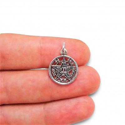 Colgante Tetragramatón pequeño de plata 1ª ley