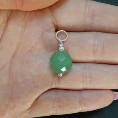 Colgante cuarzo verde y plata 925 mm