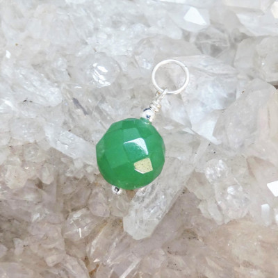 Colgante cuarzo verde y plata 925 mm