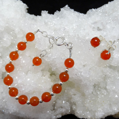 Conjunto de Cornalina y plata de 1ª ley