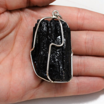 Colgante grande de Turmalina Negra y plata de 1ª ley