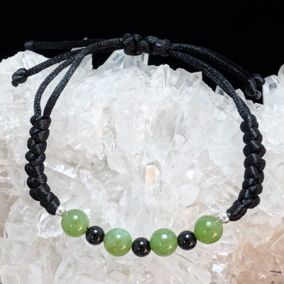 Pulsera hombre Jade, Ónix y plata 1ª ley