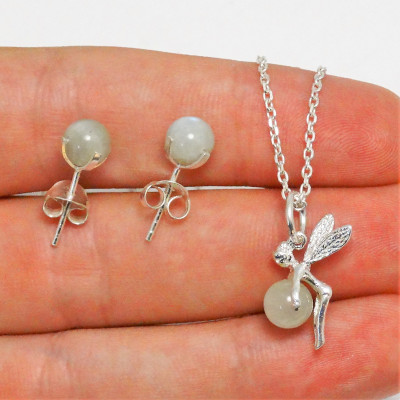 Conjunto piedra luna y plata 925 mm