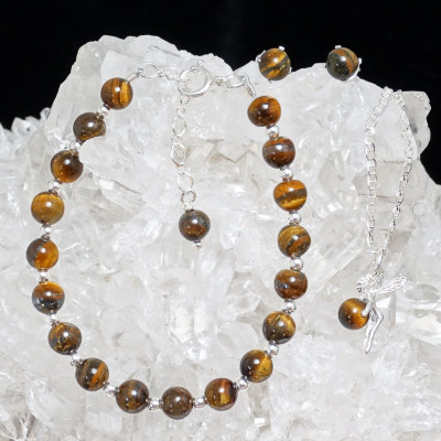 Conjunto de Ojo de Tigre y plata de 1ª ley