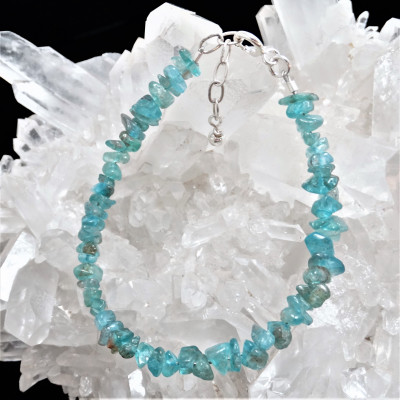 Pulsera de Apatito Azul y plata de 1ª ley