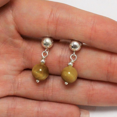 Pendientes de Ojo de Gato y plata de 1ª ley