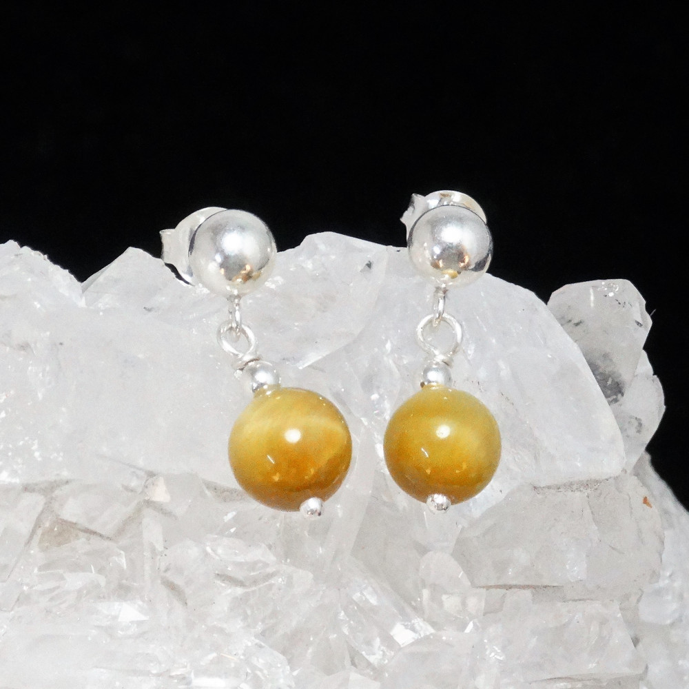 Pendientes de Ojo de Gato y plata de 1ª ley