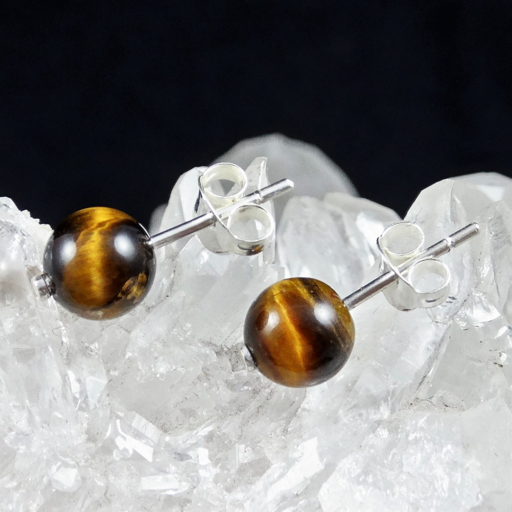 Pendientes ojo de tigre y plata de 1ª ley