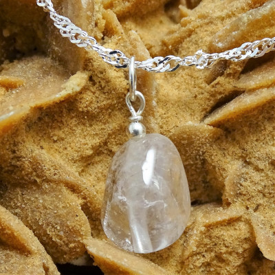 Colgante Acuario / Cuarzo Cristal de Roca con cadena de plata 1ª ley