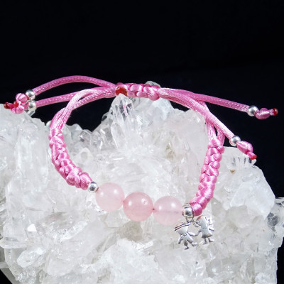 pulsera cuarzo rosa y plata 925 mm