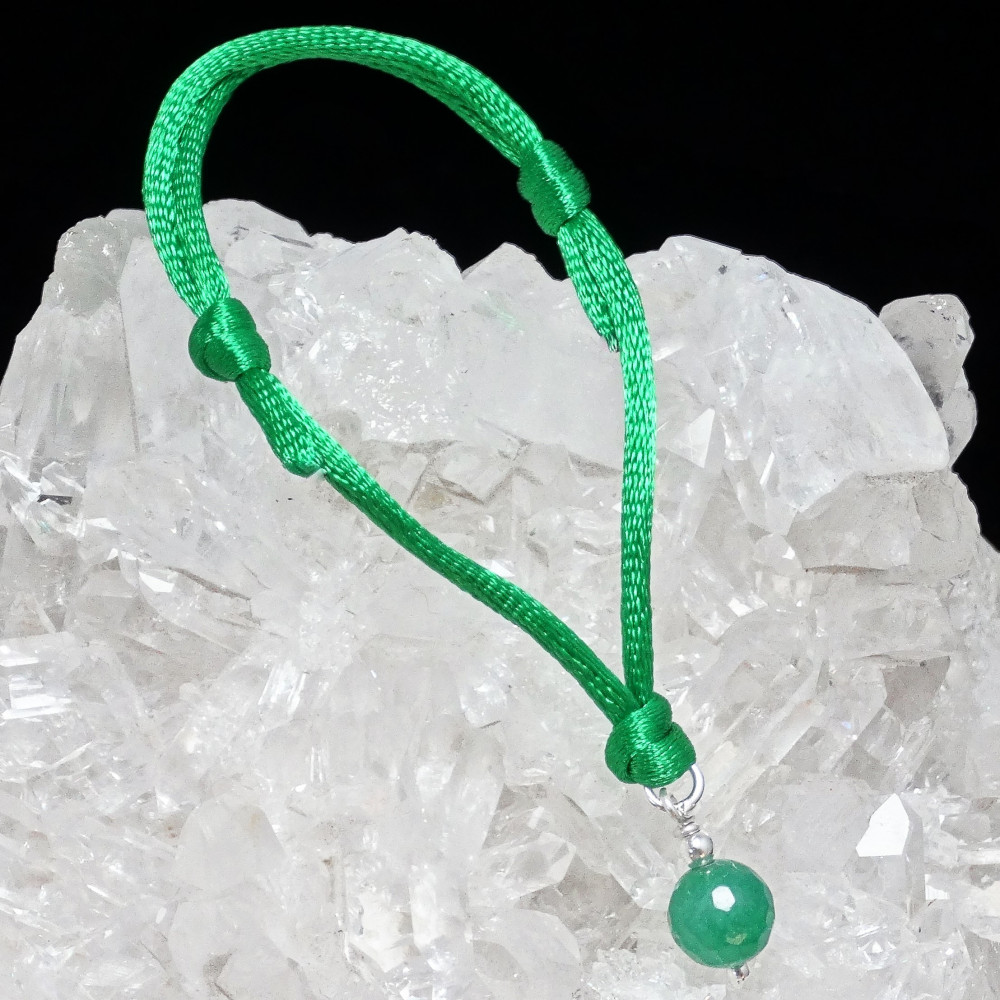 Pulsera cuarzo verde y plata 1ª ley 925 mm