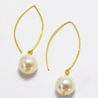 Pendientes perla de nácar y plata dorada 925 mm