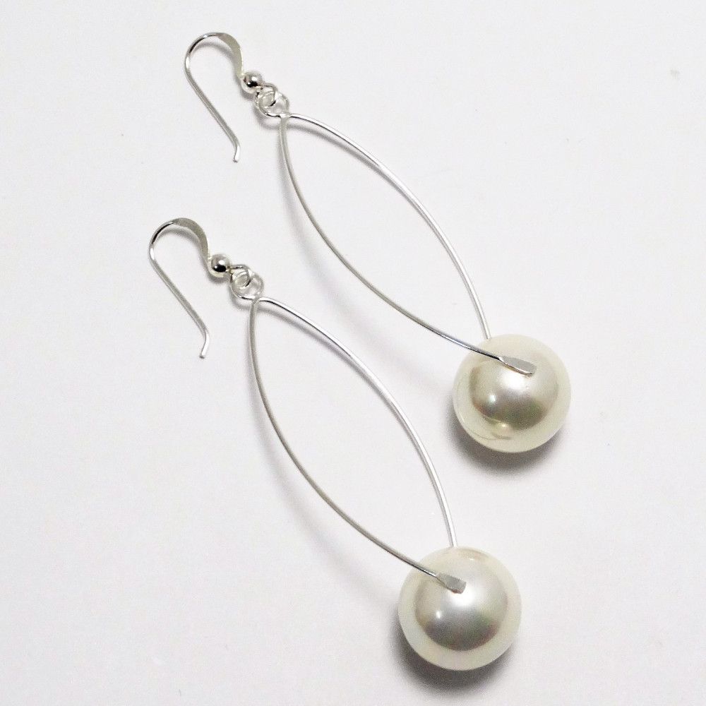 Pendientes perla de nácar y plata 925 mm