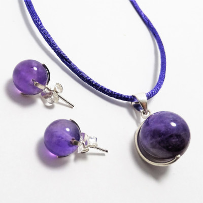 Conjunto de amatista y plata de 1ª ley 