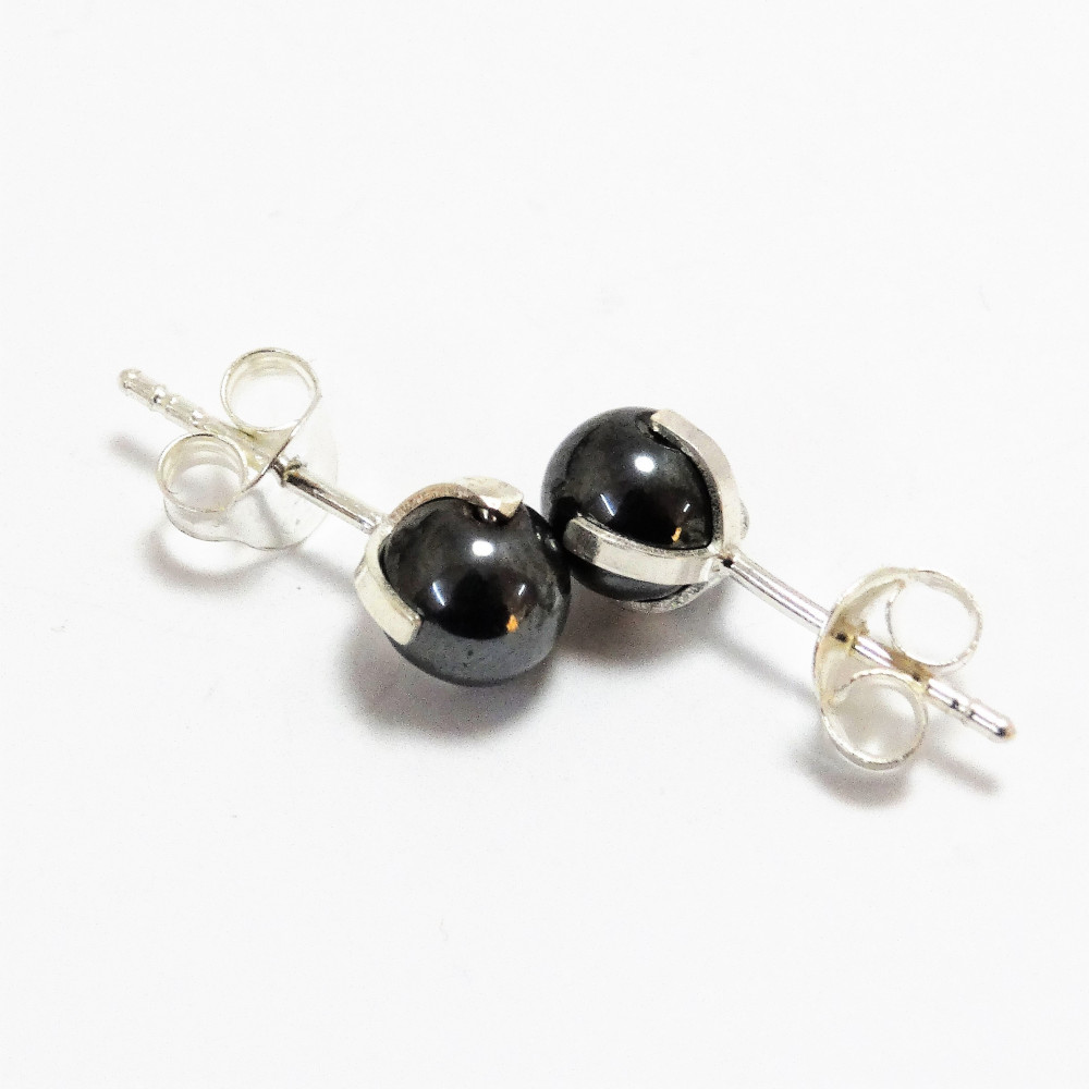 Pendientes Hematites imantado 8 mm y plata 925 mm