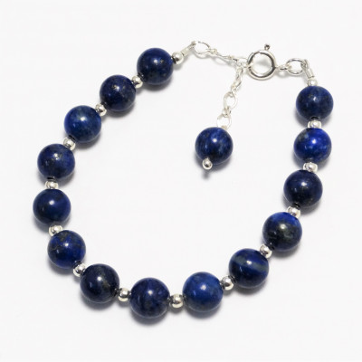 Pulsera lapislázuli 8 mm y plata 925mm
