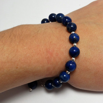 Pulsera lapislázuli 8 mm y plata 925mm