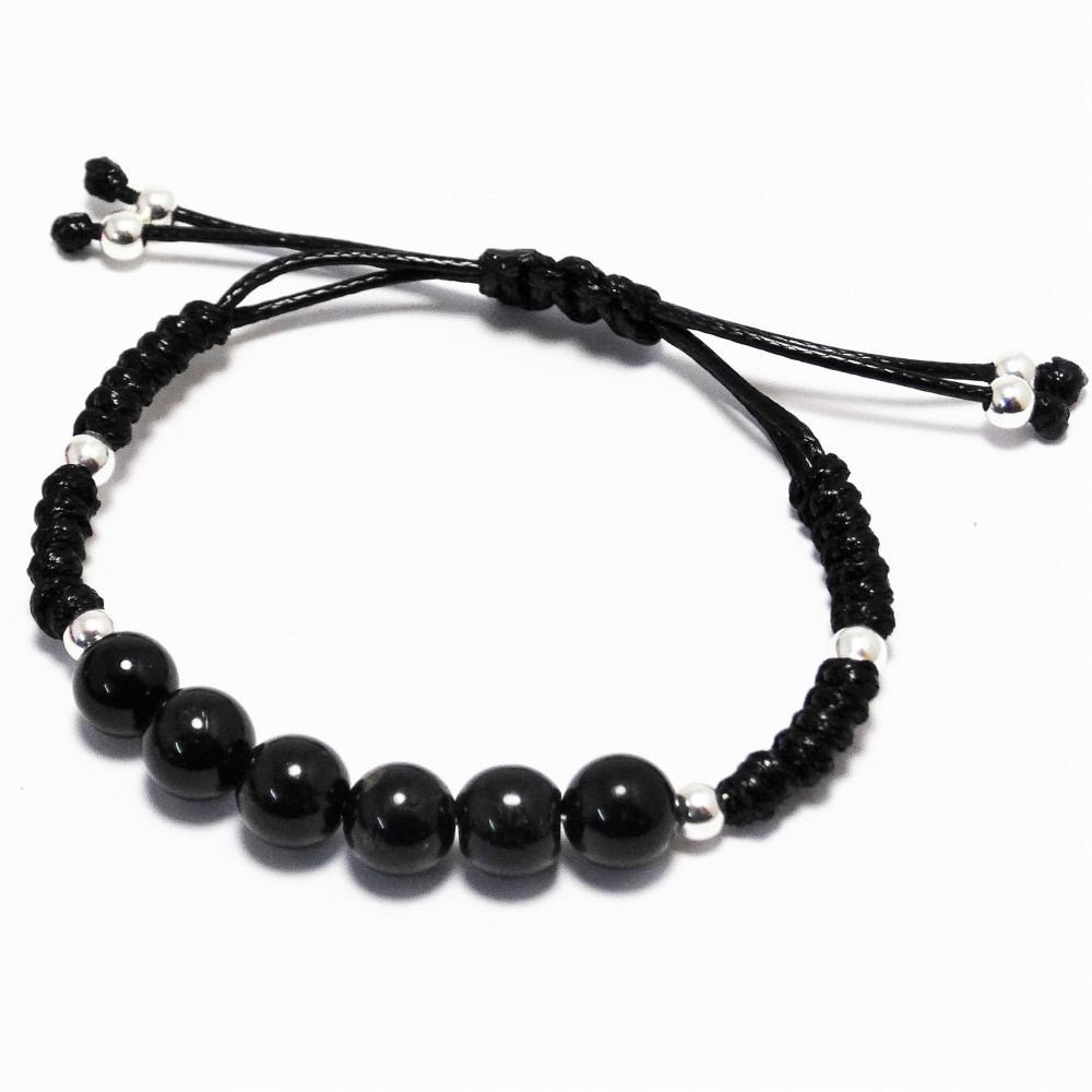 Pulsera de Turmalina Negra y plata de 1ª ley