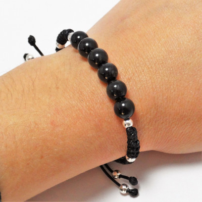 Pulsera de Turmalina Negra y plata de 1ª ley