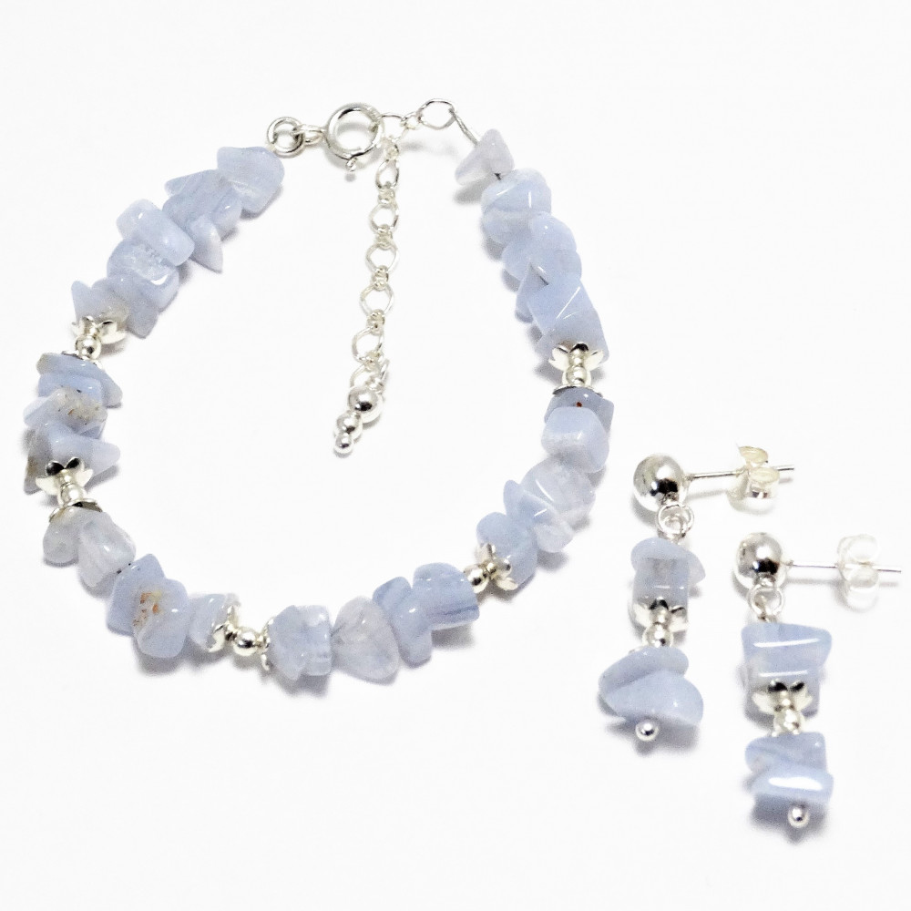 Conjunto de ágata calcedonia y plata 925 mm CONACA02