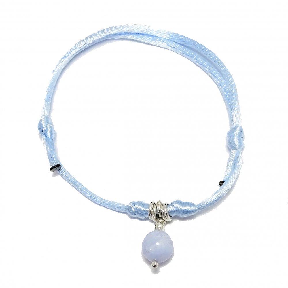 Pulsera de Ágata Calcedonia y plata 1ª ley
