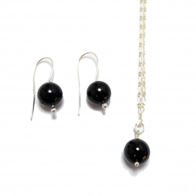 Conjunto de Turmalina Negra y plata de 1ª ley