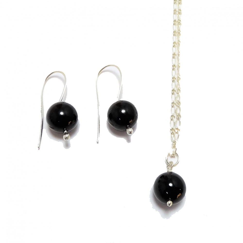 Conjunto de Turmalina Negra y plata de 1ª ley