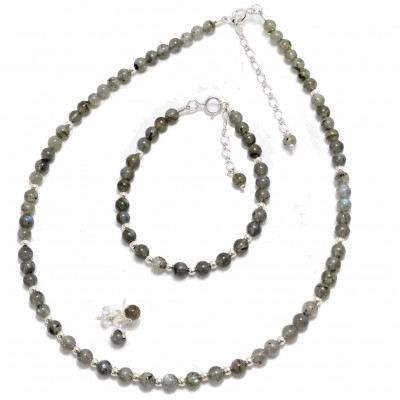 Conjunto labradorita y plata de 1ª ley 925 mm